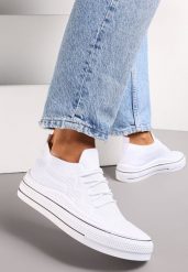 Białe Wsuwane Trampki z Perforacją i Ozdobnym Sznurowaniem Dennise. Białe trampki i tenisówki damskie Renee, bez wzorów, bez zapięcia. Za 49.99 zł.