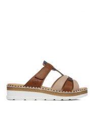 Rieker Klapki CEO-V1291-90 Brązowy jasny. Brązowe klapki damskie Rieker, bez wzorów, ze skóry, bez obcasa, bez zapięcia. Za 319.99 zł.