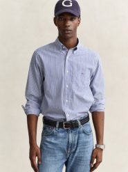 Gant Koszula Mężczyźni Regular Fit Bawełna niebieski, L. Niebieskie koszule męskie GANT, l, bez wzorów, z bawełny, sportowe, bez kołnierzyka, bez ramiączek. Za 499.95 zł.