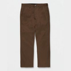 Spodnie Volcom Frickin Skate Chino ciemna ziemia. Brązowe eleganckie spodnie męskie Volcom, bez wzorów, sportowe. Za 338.36 zł.