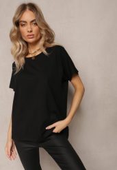 Czarny T-shirt Bawełniany z Krótkim Rękawem Kyndell. Czarne t-shirty damskie Renee, z aplikacjami, z bawełny, klasyczne, bez kołnierzyka, bez ramiączek. Za 39.99 zł.