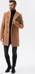 Ombre Płaszcz męski C501 - kawowy M. Płaszcze męskie Ombre, m, bez wzorów, bez kołnierzyka, bez kaptura. Za 419.99 zł.