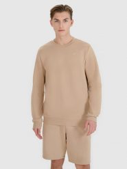 4F Bluza dresowa nierozpinana bez kaptura męska - beżowa M. Brązowe bluzy sportowe męskie 4F, m, bez wzorów, z bawełny, bez kaptura. W wyprzedaży za 79.99 zł.