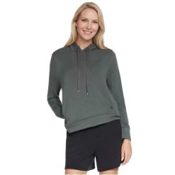 Bluza dresowa sportowa damska Cozy Luxe Hoodie. Zielone bluzy damskie Skechers, s, bez wzorów, z dresówki, sportowe, bez ramiączek, bez kaptura. Za 219.99 zł.