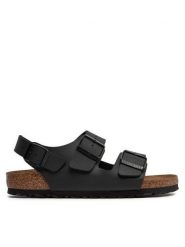 Birkenstock Sandały Milano 034793 Czarny. Czarne sandały damskie Birkenstock, bez wzorów, ze skóry, bez obcasa, na płaskiej podeszwie, bez zapięcia. Za 289.99 zł.
