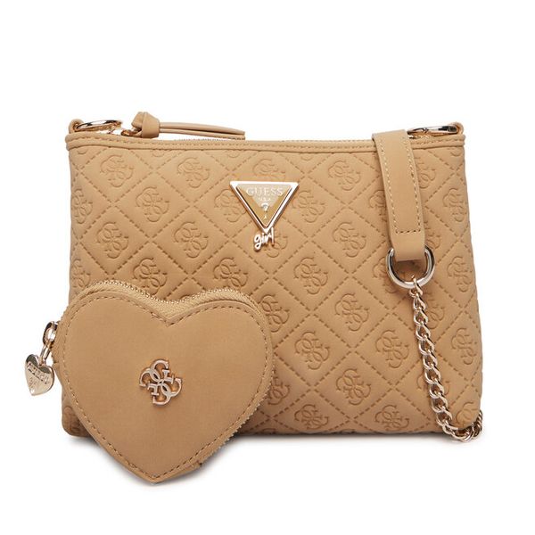 Torebka Guess. Brązowe listonoszki damskie Guess, z aplikacjami, bez dodatków. Za 132.99 zł.