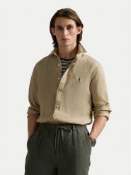 Polo Ralph Lauren Koszula 710968915003 Beżowy Slim Fit. Brązowe koszule męskie Polo Ralph Lauren, m, bez wzorów, ze lnu, bez kołnierzyka, bez ramiączek. Za 639.99 zł.