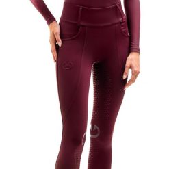 Legginsy jeździeckie damskie Frosty Elegance Equus. Czerwone legginsy damskie EQUUS BRAND, z aplikacjami, z materiału. Za 229.99 zł.