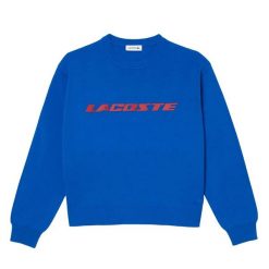 Bluza damska Lacoste AF2229. Niebieskie bluzy damskie Lacoste, xs, bez wzorów, z bawełny, eleganckie, bez ramiączek, bez kaptura. Za 417.00 zł.