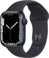 Smartwatch Apple Watch 7 GPS 41mm Czarny (MKMX3WB/A). Czarne zegarki smartwatch Apple, bez wzorów. Za 1,581.28 zł.