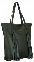 Shopperka skórzana boho Rovicky TWR-164 zielona. Zielone shopperki damskie ROVICKY, bez wzorów, ze skóry, bez dodatków. Za 337.00 zł.