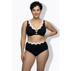 Damskie Bikini falisty brzeg miękkie miseczki regulowane ramiączka. Czarne stroje kąpielowe damskie Ulla Popken, plus size, bez wzorów, z elastanu. W wyprzedaży za 191.99 zł.