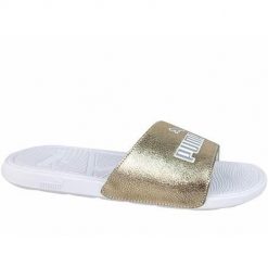 Klapki damskie Puma Cool Cat 2.0. Szare klapki damskie Puma, bez wzorów, z materiału, sportowe, bez obcasa, bez zapięcia. Za 88.99 zł.