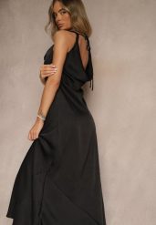 Czarna Taliowana Sukienka Vices Wiązana przy Karku Zinvea. Czarne sukienki damskie Renee, na co dzień, l, bez wzorów, eleganckie, bez kołnierzyka, bez ramiączek, maxi, kopertowe. Za 109.99 zł.