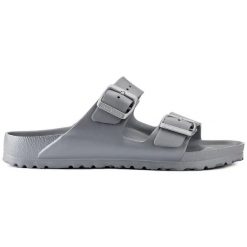 Klapki męskie BIRKENSTOCK Arizona EVA Silver. Szare klapki męskie Birkenstock, bez wzorów, bez zapięcia. Za 179.99 zł.