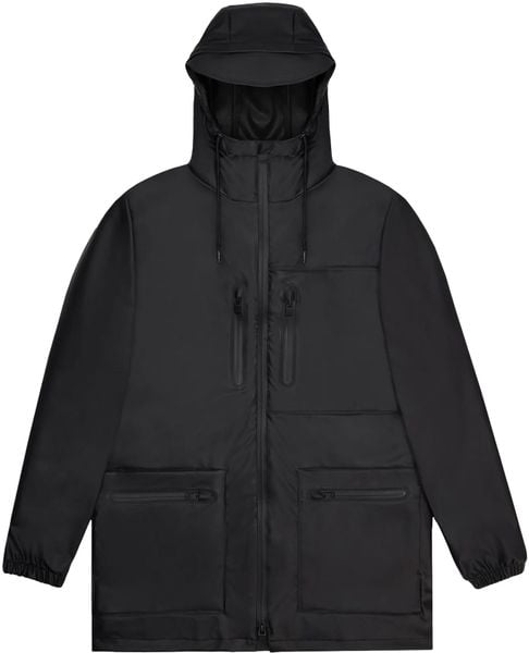 Kurtka unisex Rains Cargo Black. Czarne kurtki męskie Rains, m, bez wzorów, bez kaptura. Za 549.99 zł.