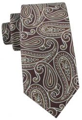 Krawat Męski - Angelo di Monti - Duży Wzór Paisley, Ciemny Mahoń. Brązowe krawaty i muchy Angelo di Monti, bez wzorów, z tkaniny, eleganckie. Za 45.00 zł.