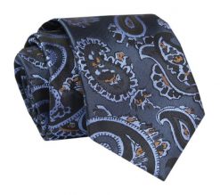 Męski Krawat - ALTIES - Klasyczny - Granatowy w Niebieski Wzór Paisley. Niebieskie krawaty i muchy Alties, bez wzorów, z tkaniny, eleganckie. Za 49.00 zł.