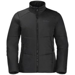 Kurtka Ocieplana Damska Bergland INS. Czarne kurtki sportowe damskie Jack Wolfskin, bez wzorów, z puchu, bez ramiączek, bez kaptura, trekkingowe. Za 586.99 zł.