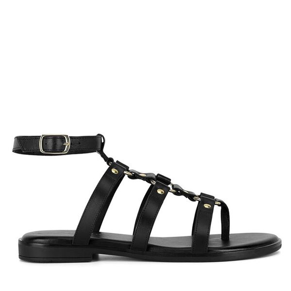 Sandały Sergio Bardi. Czarne sandały damskie Sergio Bardi, bez wzorów, bez obcasa, na płaskiej podeszwie, bez zapięcia. Za 119.99 zł.