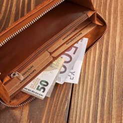 Paolo Peruzzi Portfel damski skórzany pomarańczowy w geometryczny wzór RFID T-116-HOR. Brązowe portfele damskie Paolo Peruzzi. Za 96.58 zł.