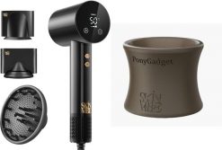 Suszarka SkinVibe SkinVibe Libra AirLoom (SV-002BK) + SkinVibe PonyGadget - Guma do włosów, brązowa (SV-004BR). Brązowe suszarki do włosów SkinVibe. Za 499.00 zł.