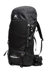Plecak turystyczny Yosemite 65. Czarne plecaki męskie VOLVEN, bez wzorów, z materiału. Za 599.99 zł.