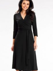 Sukienka Model A653 Black - awama. Czarne sukienki damskie Awama, na randkę, l, bez wzorów, z elastanu, bez kołnierzyka, plus size, bez ramiączek, midi, dopasowane. Za 356.58 zł.