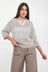 Sweter damski z kołnierzem polo PESERICO. Swetry nierozpinane damskie Peserico, bez wzorów, bez kołnierzyka, bez ramiączek. Za 2,089.00 zł.