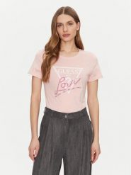 Guess T-Shirt W5GI05 I3Z14 Różowy Regular Fit. Czerwone t-shirty damskie Guess, l, z aplikacjami, z bawełny, bez kołnierzyka, bez ramiączek. Za 109.99 zł.