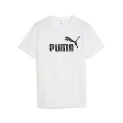 Młodzieżowa koszulka Essentials Camo PUMA White. Biała bluzki damskie Puma, m, bez wzorów, eleganckie, bez kołnierzyka, bez ramiączek. Za 89.00 zł.