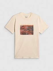 4F T-shirt regular z nadrukiem męski - biały M. Białe t-shirty męskie 4F, m, bez wzorów, z materiału, bez kołnierzyka, bez ramiączek. Za 79.99 zł.