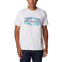 Koszulka sportowa męska Columbia Sun Trek Graphic z krótkim rękawem. Żółte koszulki sportowe męskie Columbia, m, bez wzorów, bez ramiączek, rowerowe. Za 199.00 zł.