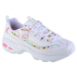 Buty sportowe Sneakersy damskie, Skechers D'Lites-Blooming Fields. Białe obuwie sportowe damskie Skechers, bez wzorów, z materiału, bez zapięcia, trekkingowe. Za 299.99 zł.