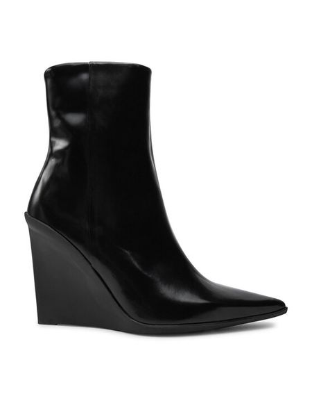 Calvin Klein Botki Wedge Ankle Boot 90 HW0HW02256 Czarny. Czarne botki damskie Calvin Klein, bez wzorów, ze skóry, bez obcasa, na koturnie, bez zapięcia. Za 1,079.00 zł.