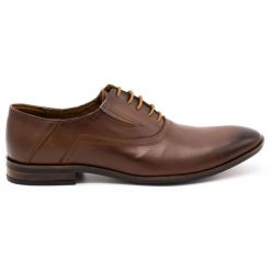Lukas Buty męskie wizytowe 291 brązowe. Brązowe buty wizytowe męskie bez wzorów, z jeansu, bez obcasa, bez zapięcia. Za 367.89 zł.
