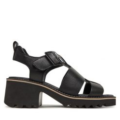 Sandały Ara. Czarne sandały damskie Ara, bez wzorów, bez obcasa, na słupku, bez zapięcia. Za 349.99 zł.