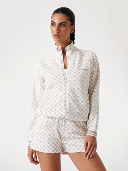 Guess Bluza V5YQ03 KB212 Écru Regular Fit. Bluzy damskie Guess, xxs, z aplikacjami, z syntetyku, bez ramiączek, bez kaptura. Za 299.99 zł.