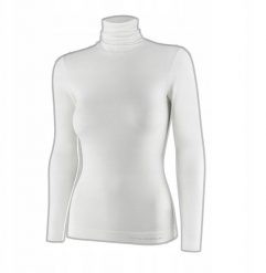 LS1627W Koszulka damska z golfem COMFORT MERINO kremowy L. Białe bluzki damskie Aqua Marina, l, bez wzorów, bez kołnierzyka, bez ramiączek. Za 263.92 zł.