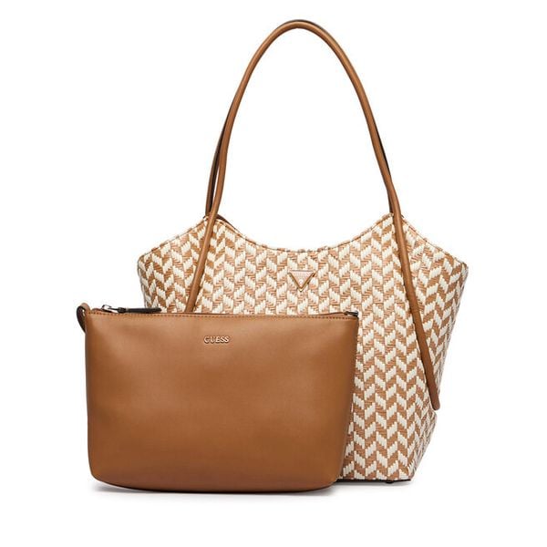 Torebka Guess. Brązowe shopperki damskie Guess, z aplikacjami, bez dodatków. Za 432.99 zł.