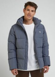 LEE PUFFER JACKET MĘSKA KURTKA ZIMOWA CIEPŁA NA ZIMĘ TAINT GREY 112341647 L87N015536. Szare kurtki męskie Lee, na zimę, l, bez wzorów, bez kaptura. Za 399.99 zł.