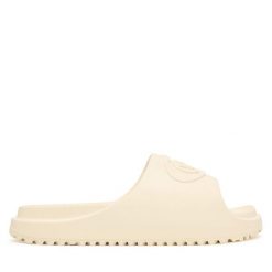 Klapki adidas. Białe klapki damskie Adidas, bez wzorów, bez obcasa, bez zapięcia. Za 179.99 zł.