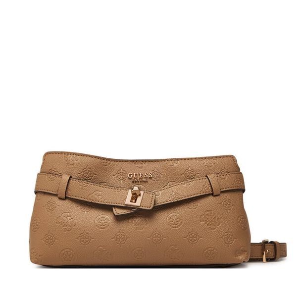 Torebka Guess. Brązowe listonoszki damskie Guess, z aplikacjami, bez dodatków. Za 511.99 zł.