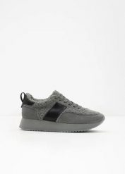 Sneakersy na platformie. Szare obuwie sportowe damskie bonprix, bez wzorów, bez zapięcia. Za 149.99 zł.