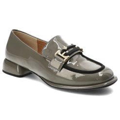 Szare Półbuty Artiker Eleganckie Obuwie Damskie. Szare półbuty damskie Artiker, bez wzorów, ze skóry, eleganckie, bez obcasa, na obcasie, bez zapięcia. Za 239.00 zł.