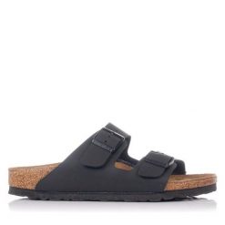 Klapki Birkenstock Arizona Nero Dorosłych. Brązowe klapki damskie Birkenstock, bez wzorów, z materiału, bez zapięcia. Za 339.00 zł.