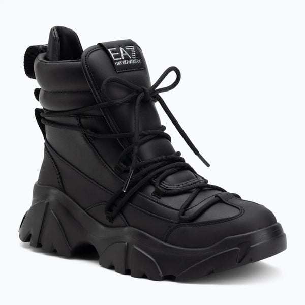 Trapery EA7 Emporio Armani Boot Flakes. Czarne trapery damskie EA7 Emporio Armani, z materiału, przed kolano, bez zapięcia. Za 789.99 zł.