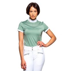 Damska koszulka polo na zawody Flags&Cup Isla. Zielone bluzki damskie FLAGS&CUP, bez wzorów, sportowe, bez kołnierzyka, bez ramiączek. Za 245.00 zł.