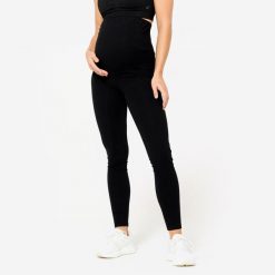 Legginsy do jogi damskie Kimjaly ciążowe. Czarne legginsy damskie DOMYOS, bez wzorów, z bawełny. Za 69.99 zł.
