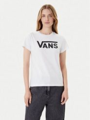Vans T-Shirt Wm Flying V Crew Tee VN0A3UP4 Biały Regular Fit. Białe t-shirty damskie Vans, s, bez wzorów, z bawełny, bez kołnierzyka, bez ramiączek. Za 69.99 zł.